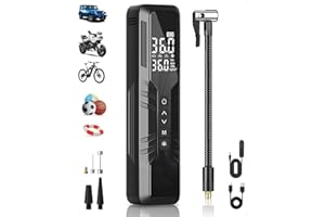 OMQ Tire Inflator Portable Air Compressor, 5X Faster Portable Air Pump with 10000mAh Battery, 150 PSI Cordless Air Pump for Car Tires, Bike & Motorcycle Tires, Ball