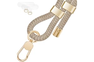 UKON Cell Phone Lanyard,Crossbody Lanyard and Wrist Strap Premium Metal Buckle Phone Charms with 2 X Strap Patch Compatible with All Smartphone(Khaki)