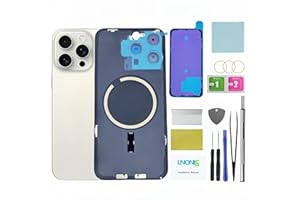 LNONLS 15 Pro Max Back Glass Replacement for iPhone 15 Pro Max Rear Back Cover Glass Waterproof and Camera Lens+Professional Repair Tool Kit (White Titanium)