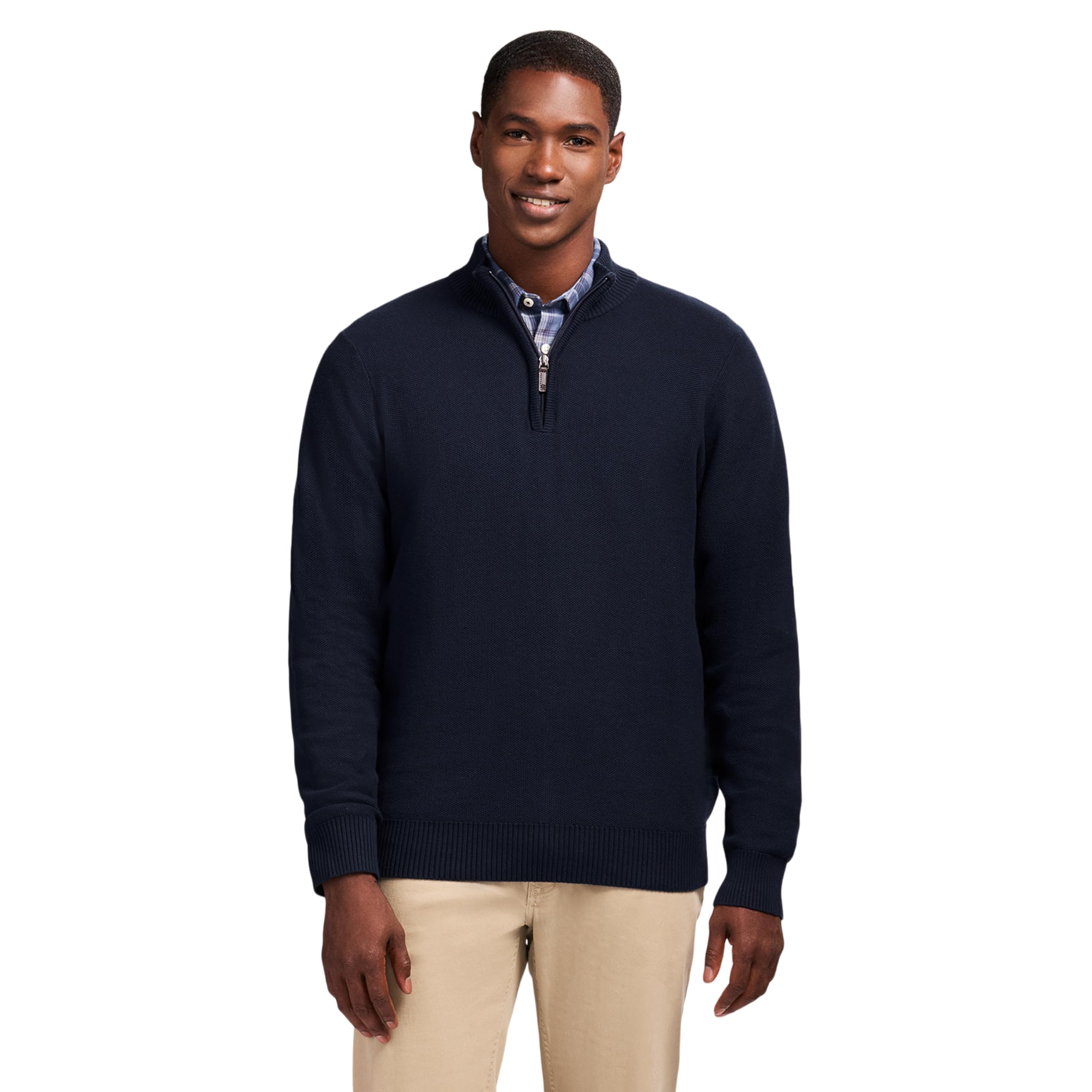 Izod Men’s Luxury Classics Quarter Zip Sweater, Navy Blazer Honeycomb, XX-Large