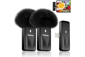 TEOTEEO 2-Pack Wireless Lavalier Microphone for iPhone iPad,Wireless Lavalier Microphone Built-in DSP Noise Reduction Chip,CD-Level Lossless Sound Quality Mini Microphone,8H Battery Life,3 Modes,120ft