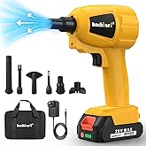 Kachiari High Volume Compressed Air Duster with 20V Max Battery, 50000RPM Brush Motor, LED Light, 6 Multi-Use Accessories - Ideal for PC Keyboard, Car Cleaning （Battery Included）
