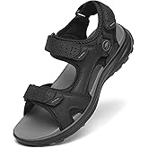 FLARUT Men's Athletic Sandals Sport Outdoor Hiking Sandals Open Toe Leather Walking Sandals Beach Water Shoes