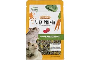 Vitakraft Sunseed Vita Prima Dwarf Hamster Food 2 lb Bag with Fruits Vegetables Grains and Seeds Providing Wholesome Daily Nutrition and Foraging Variety for Happy Healthy Small Pets