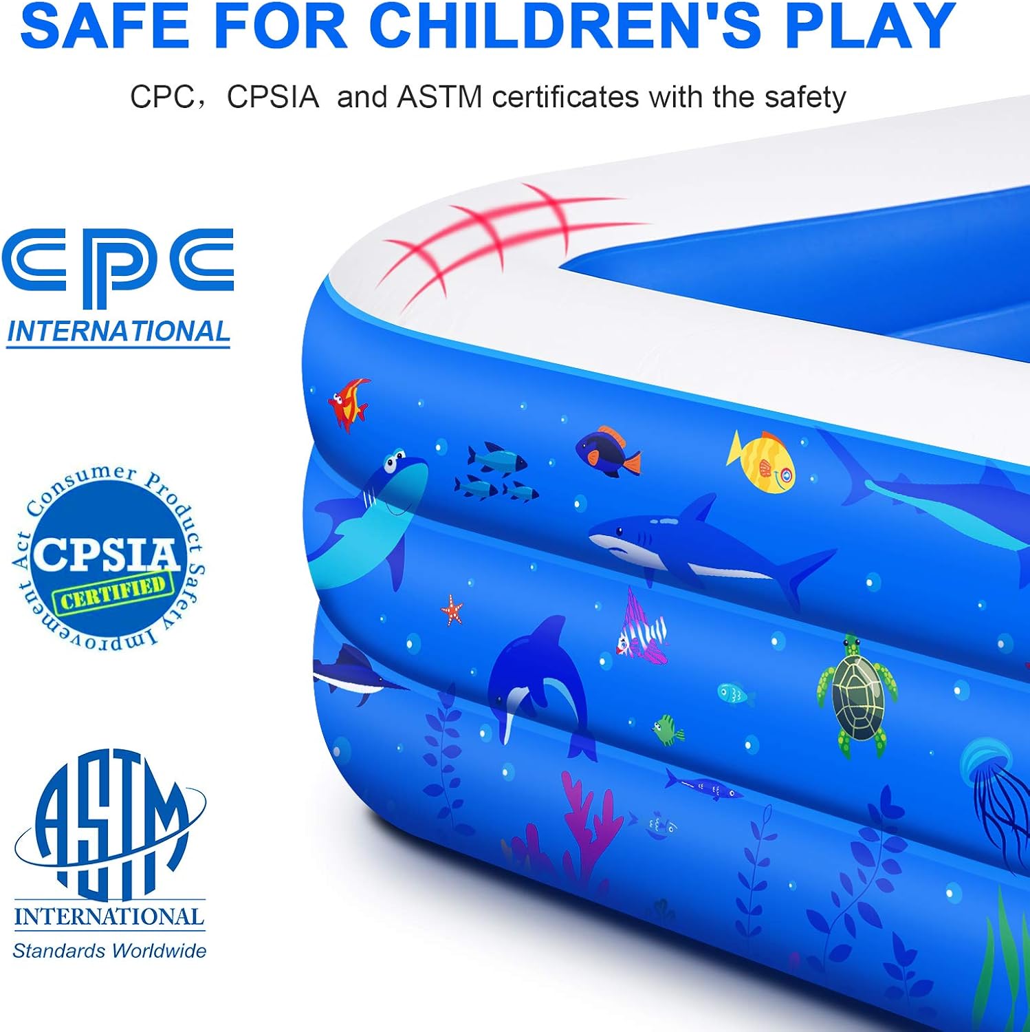 Inflatable Swimming Pool, 118" X 72" X 22" Full-Sized Family Lounge Pool for Kids Adults Baby Children, Thick Wear-Resistant Blow Up Kiddie Pools for Outdoor Garden Backyard Summer Water Party: Kitchen & Dining
