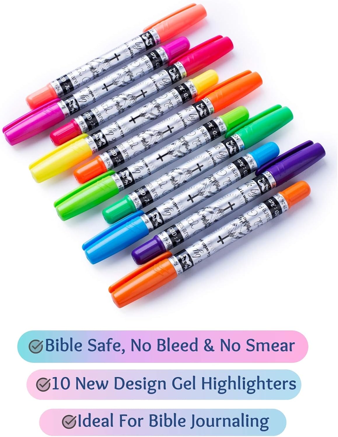 Mr. Pen- Bible Highlighters, 10 Pack, Bible Gel Highlighter, Gel Highlighters, Bible Highlighters No Bleed, Bible Markers, No Bleed Highlighters, Bible Highlighter No Bleed Through, Christmas Gifts : Office Products