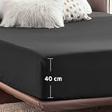 Bedsure King Size Fitted Sheet Deep Pocket 16in Black 150x200cm view 6