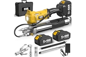 CICZ Electric Grease Gun 12000 PSI-Battery Powered Grease Gun Cordless with 2 * 4.0AH Batteries, 90 Degree Couple-Works with 