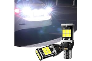 Flygun 2 PCS T15 Car LED Brake Light, 2835-15SMD High Brightness Flash Decoding Reversing Light, Automotive Energy-saving 360° Lighting Accessories, Suitable for Most Car Models (White)