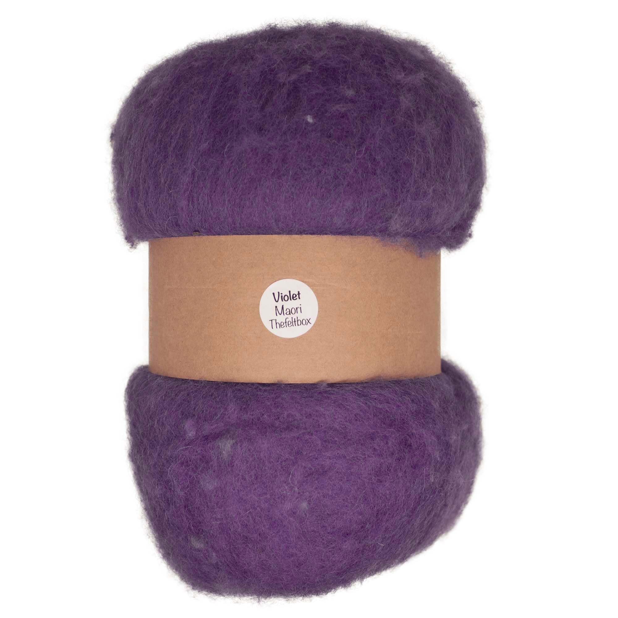 Needle Felting Wool 100g – Carded Batt for Needle & Wet Felting, Core & Finish – Maori DHG – Violet