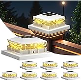 Solar Post Cap Light 8 Packs, Waterproof Solar Powered Fence Light, 4x4 IP65 White Outdoor Post Solar Lights for Deck Garden 