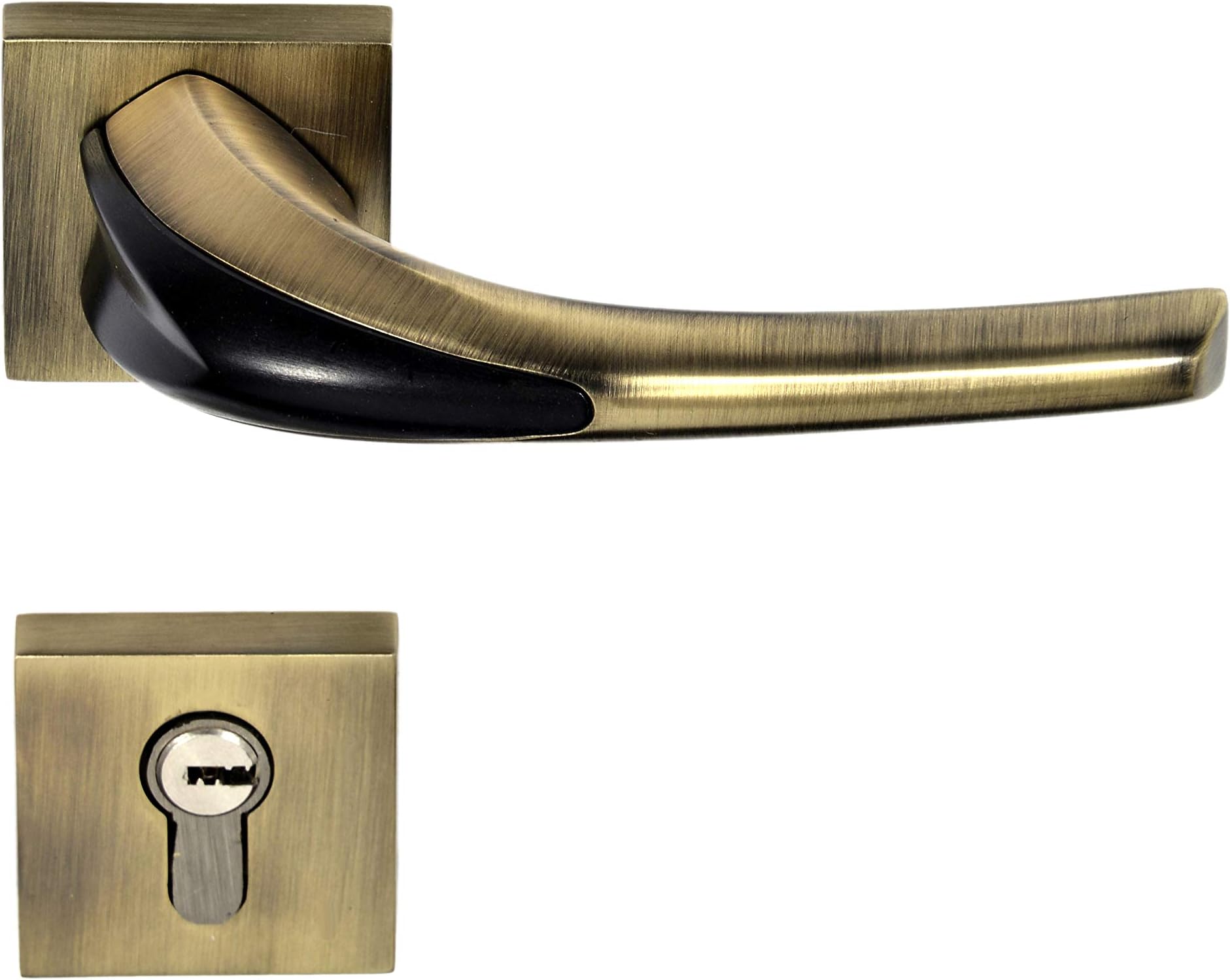 Primax 7026-B.A - Only Handle Set Zinc Alloy Mortice Rose Door Handle Set/Door Lock (Brass Antique)