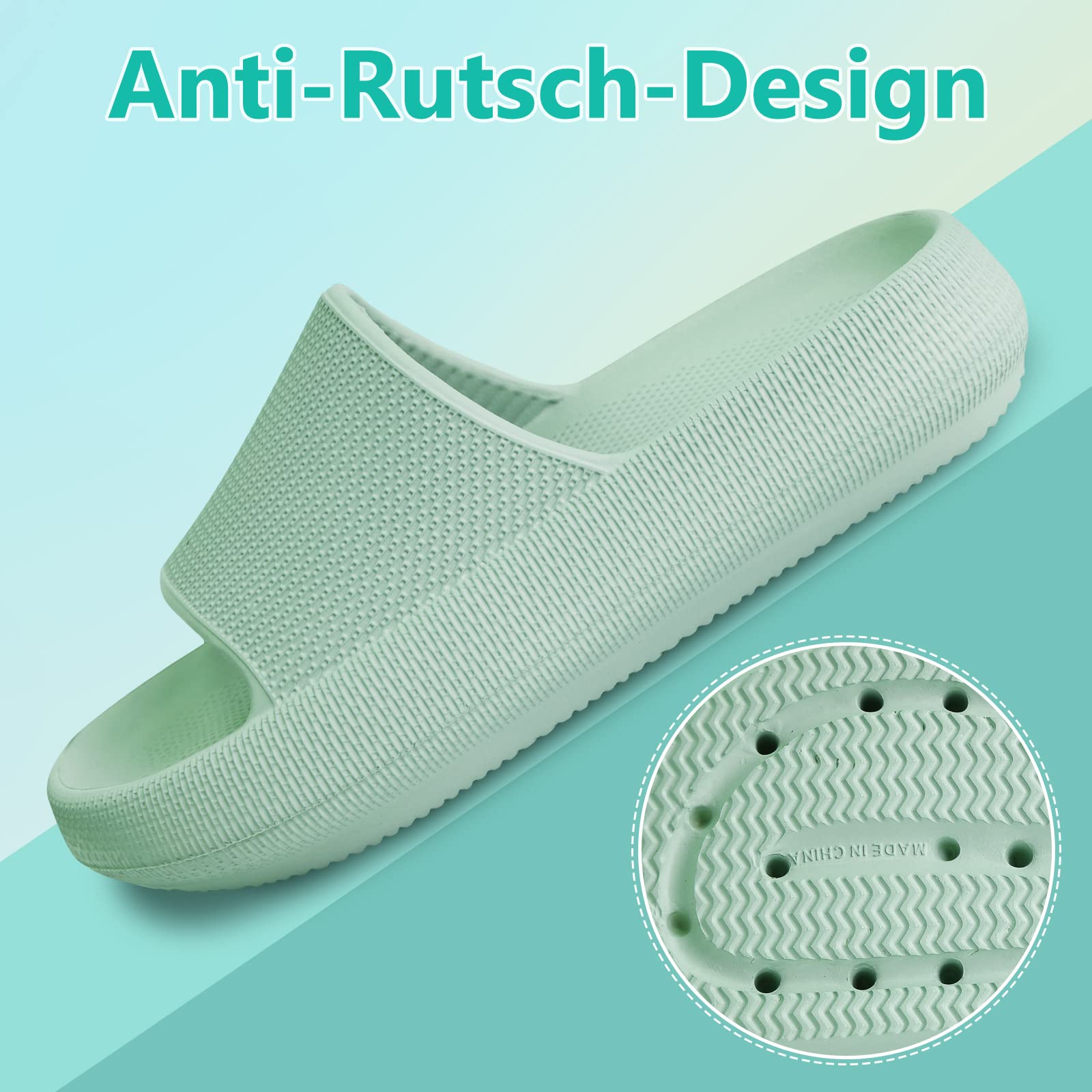 Buwege Unisex Kinder Badelatschen Jungen Mädchen Badeschlappen Cozy Slides Wolken Schlappen Original Eva Weiche Dicke Sohle rutschfeste Schwimmbad Strand Badeschuhe Grün 33 EU 3