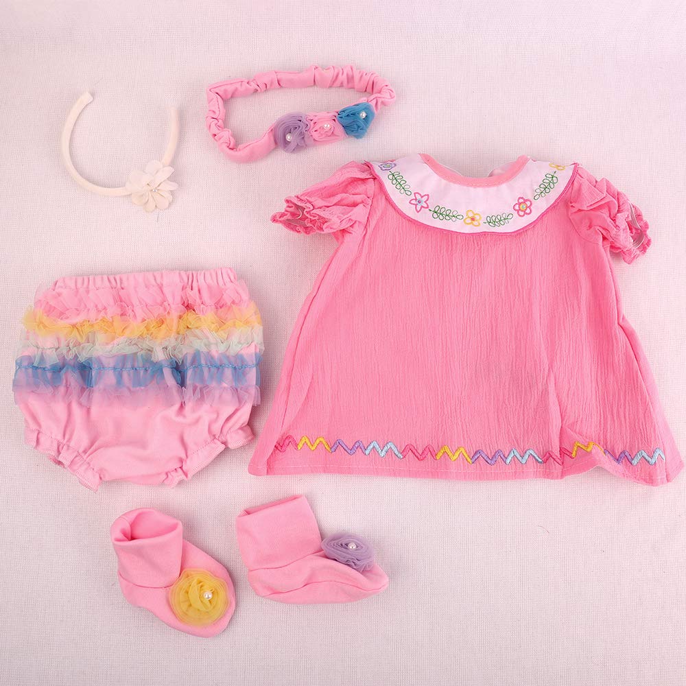 Kaydora Reborn Baby Dolls Clothes Sets Rainbow Embroidery