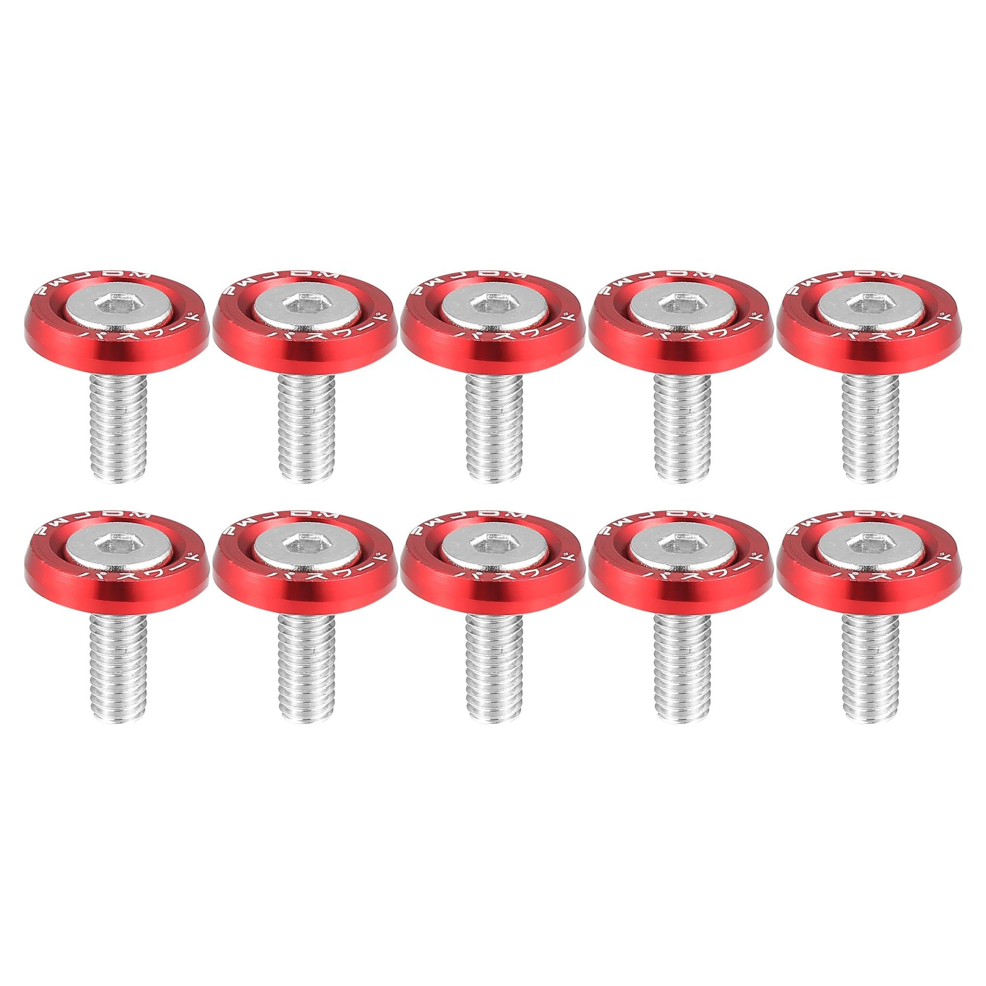 X AUTOHAUX 10pcs Fender Washer Bumper Washer M6 Bolts Engine Bay Dress Red