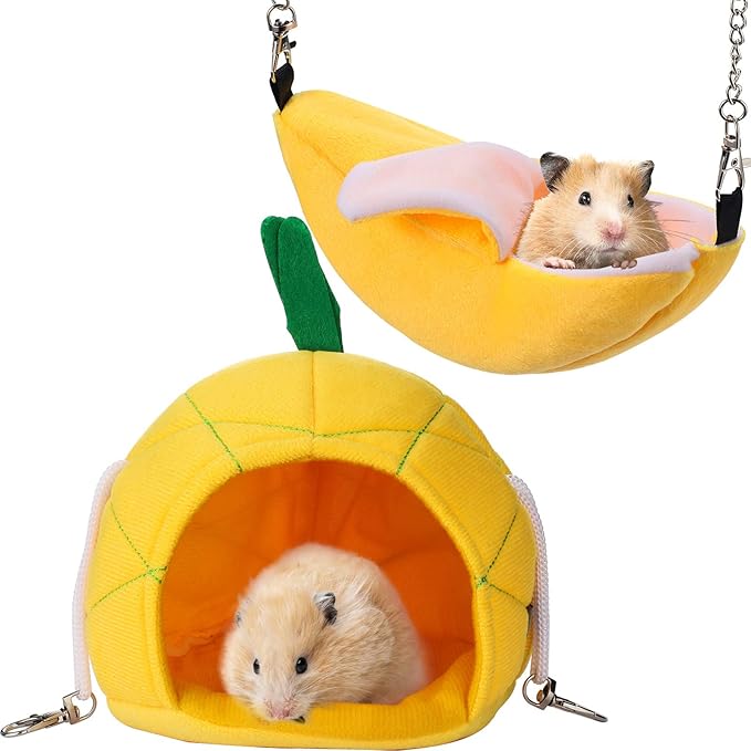 Jetec 2 Pieces Hammock Soft Hamster House Bed Small Pet