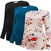 Bearsland Womens Maternity Tshirt 3 Packs V-Neck Maternity Top Long Sleeve Pregnancy Tee Shirts