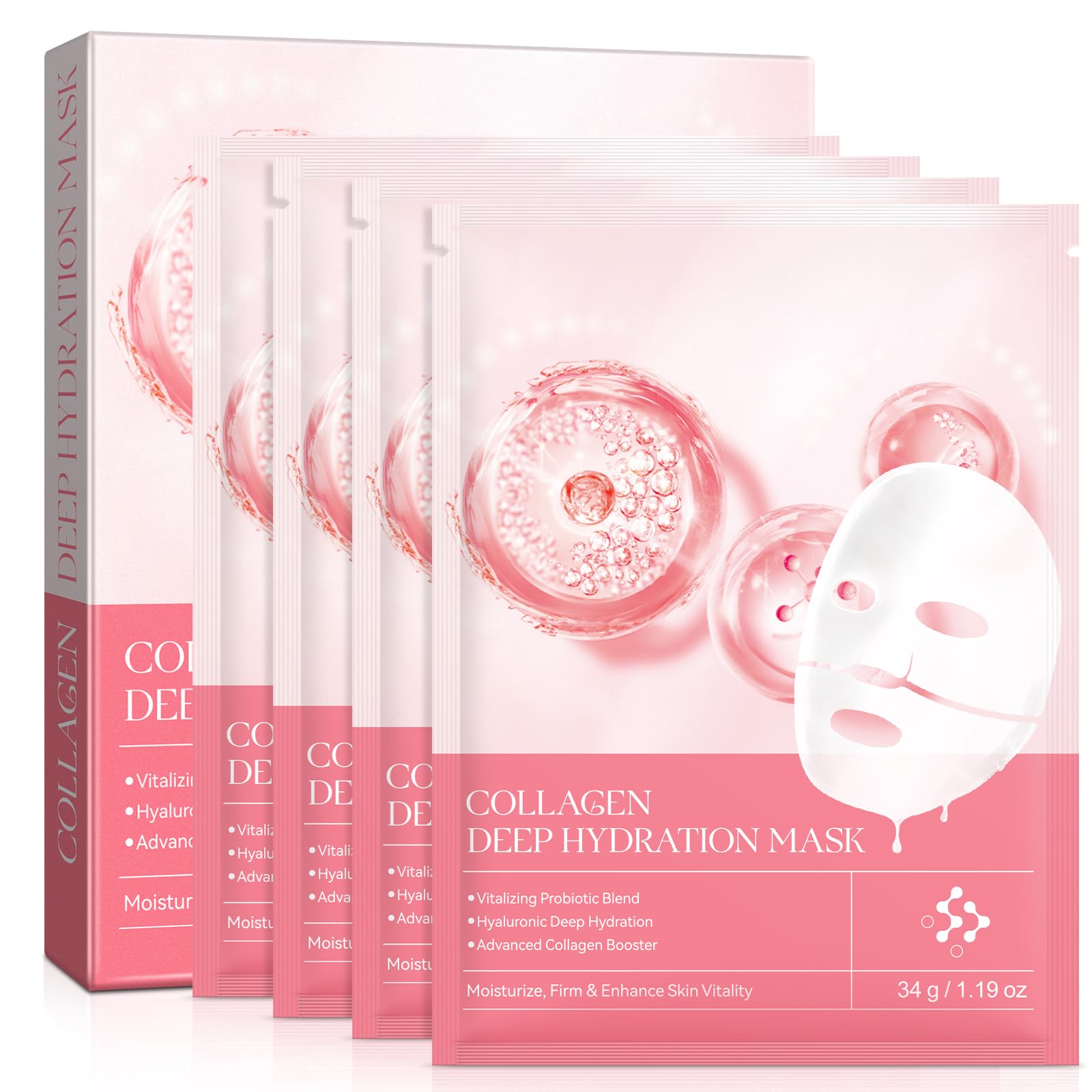 Collagen Face Mask 4pcs, Bio Collagen Mask Overnight,Deep Overnight Face Mask,for Soothe, Repair,Deep Hydration