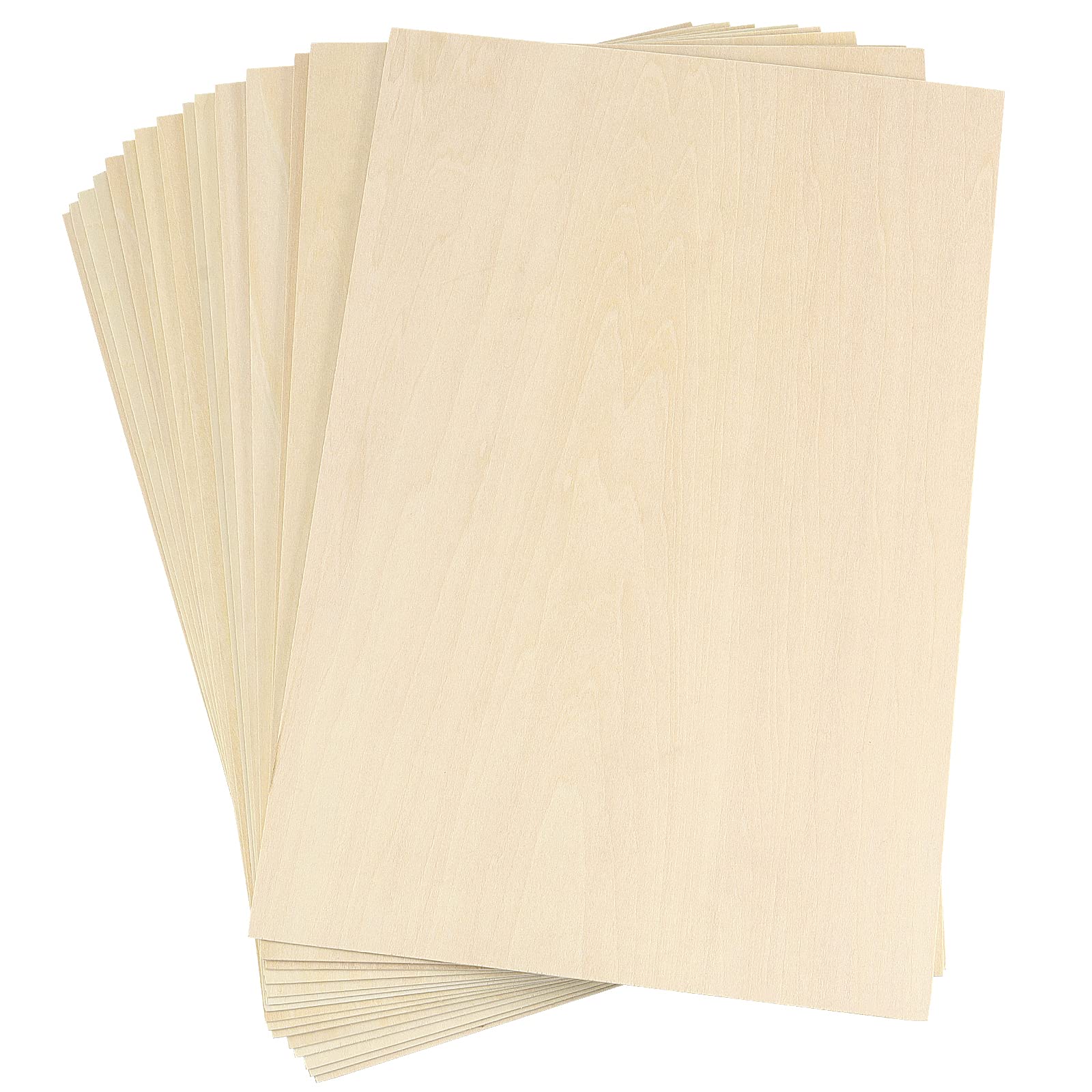 PINGEUI 15 Pieces 300 x 200 x 1.5mm Plywood Sheets, A4 Balsa Wood Sheets Unfinished Blank Plywood Board for Wood Craft, Painting, Carving, Model Making Projects