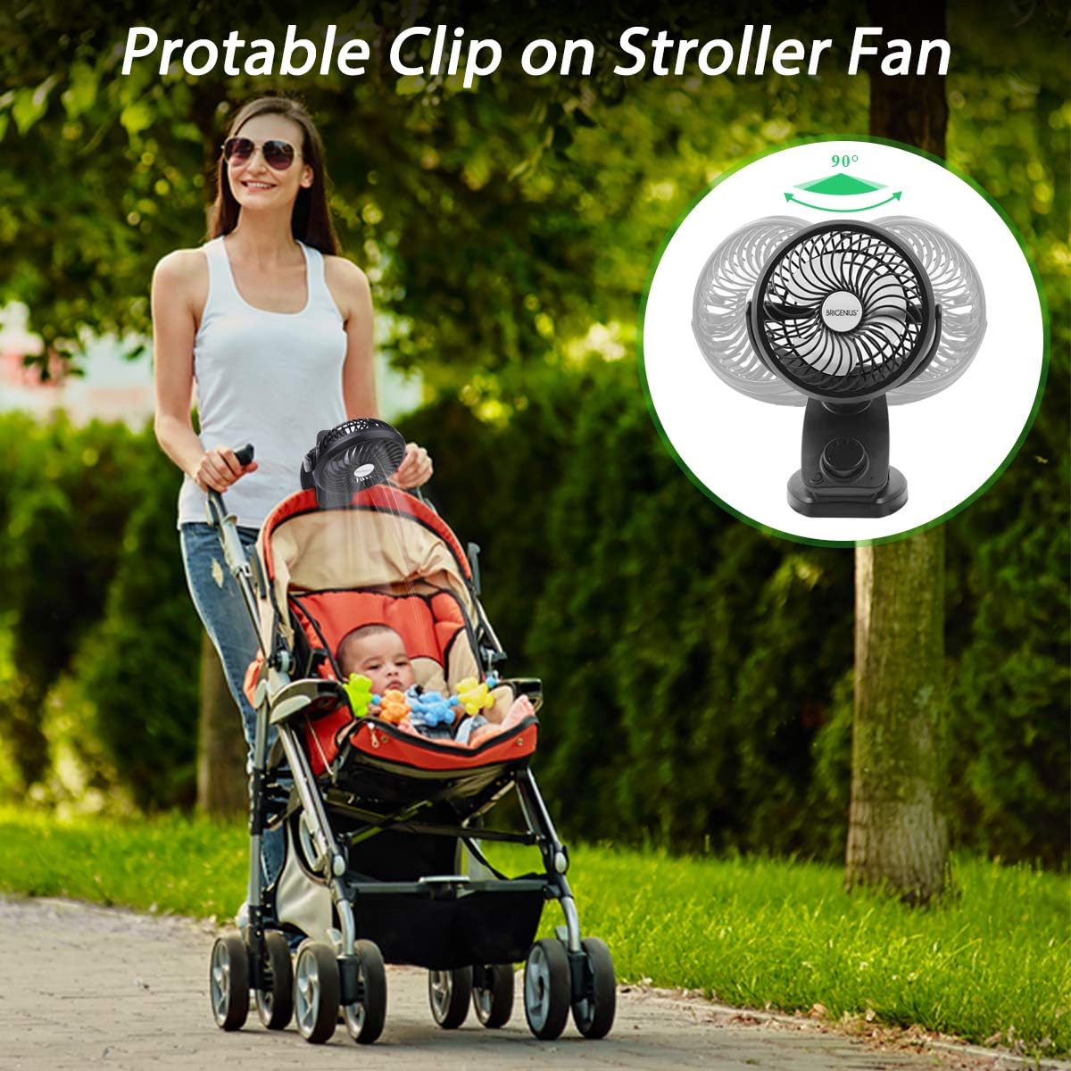 Pram Fan Clip on Battery Powered Fan Buggy Fan Rechargeable Battery