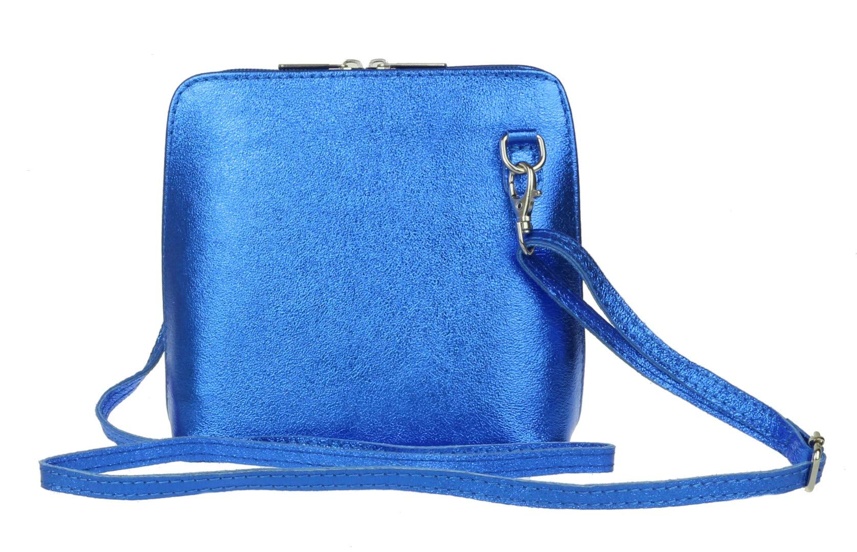 Girly Handbags Womens Metallic Genuine Leather Cross Body Shoulder Bag (Royal Blue)