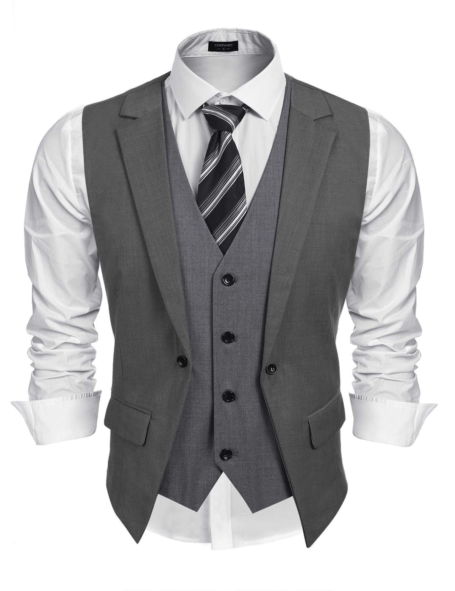 Coofandy Mens Formal Fashion Layered Vest Waistcoat