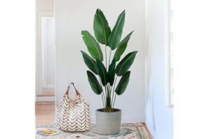 Yepdin Artificial Bird of Paradise Plant 5 Ft Tall Fake Banana Leaf Plant for Indoors and Outdoors,Faux Palm Tree with Plastic Pot for Office and Home Decor,L160