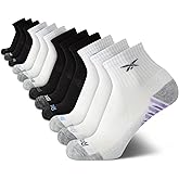 Reebok Women's Quarter Crew Socks - 12 Pack Performance Cushion Comfort Crew Socks - Athletic Socks for Women (4-10)