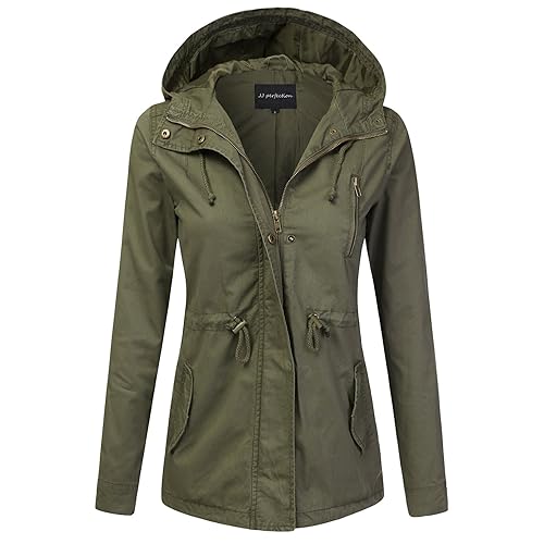 Womens olive green utility jacket with hood jacket women
