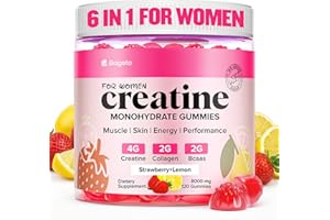 Creatine Gummies for Women, 8000 MG Complex with Collagen + BCAAs + Vitamin C & B12, Creatine Monohydrate Gummies for Women, for Booty, Energy & Strength, Sugar Free 120 Count Strawberry-Lemon Flavor