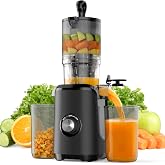 NEWBULIG Juicer Machines, 4.25" Feed Chute Cold Press Juicer, Black | BPA-Free, Reverse Function, High Juice Yield, Easy to Clean, Slow Masticating Juicer or Vegetables &amp; Fruits