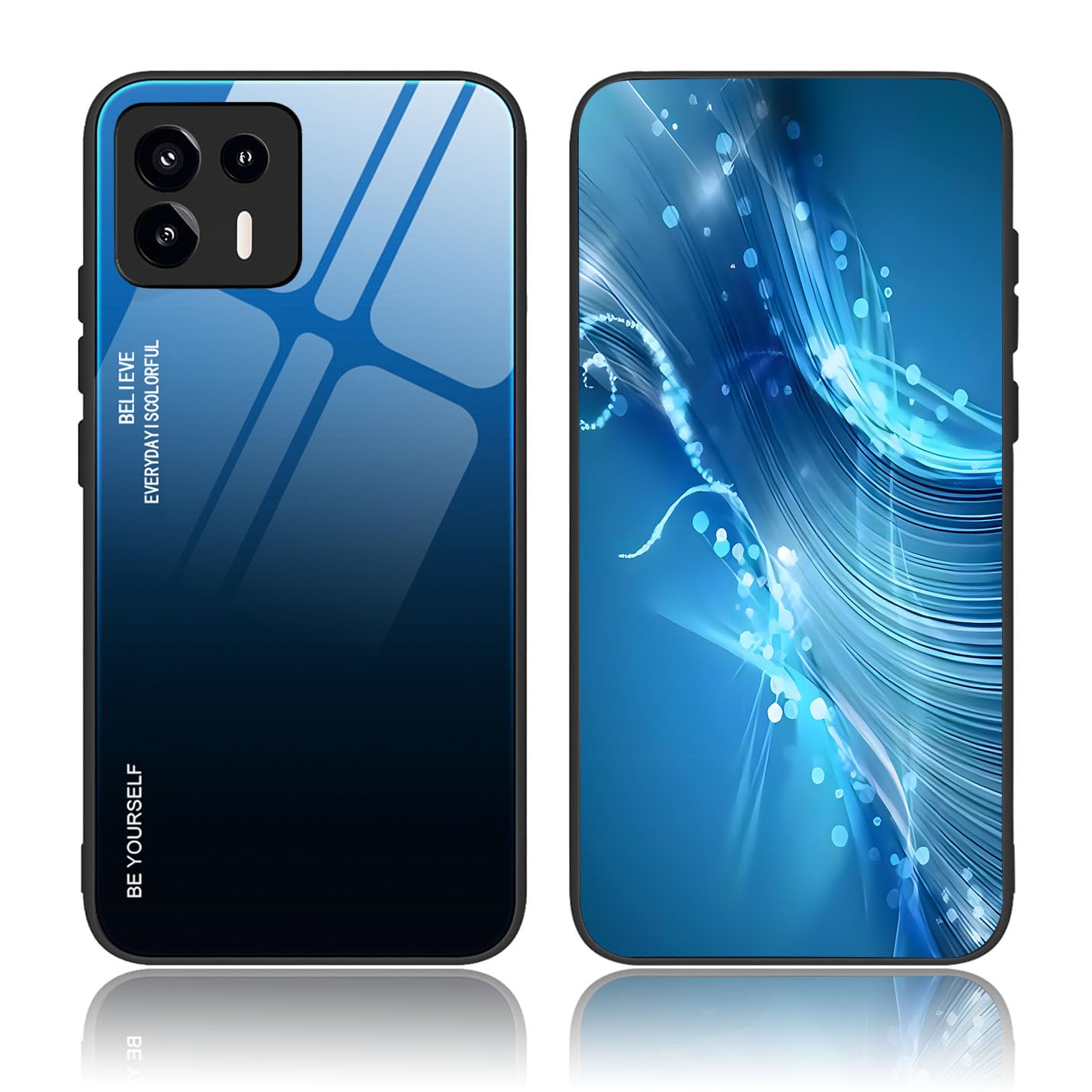 BORYA Case for Motorola Edge 20 Lite 5G, Ultra Thin Shockproof Soft Premium Silicone TPU Bumper, Colorful Gradient 9H Tempered Glass Anti-Scratch Cover, Gradient Blue