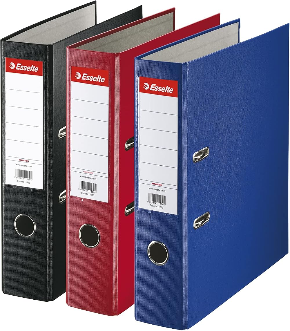Esselte 3x A4 Lever Arch File Set 550 Sheet Capacity Red Blue Black