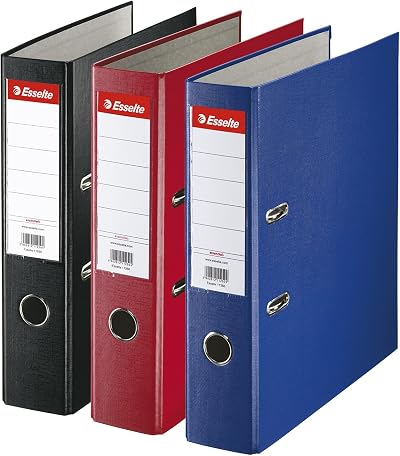 Esselte 3x A4 Lever Arch File Set 550 Sheet Capacity Red Blue Black