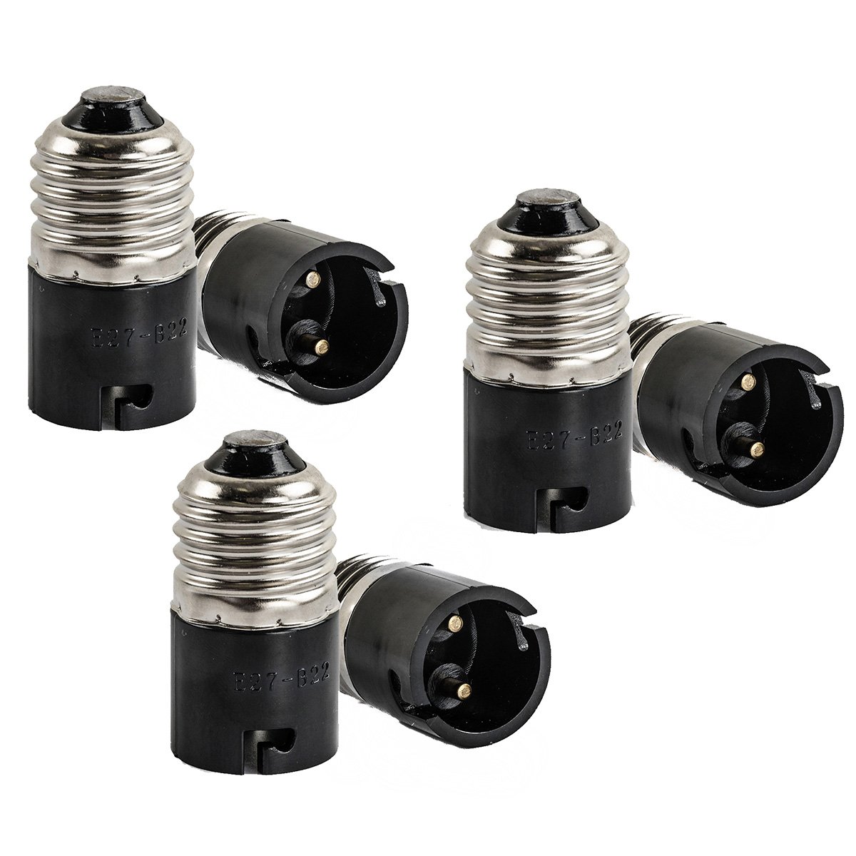 E27 to B22 Adapter, FINELED E27 Edison to B22 Bayone Lamp Socket Converter (6-Pack)