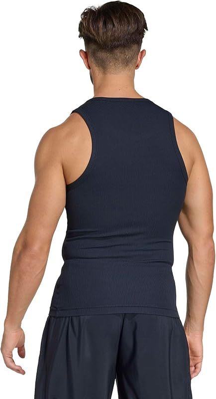 Homme Power Essentials Workout Rib Tank Shirt, Black, M — photo 3 sur 5