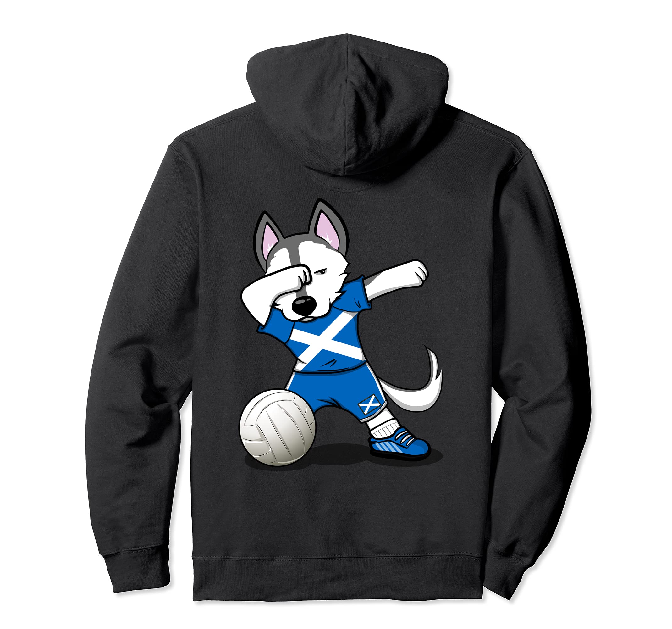 Dabbing Husky Scotland Volleyball Fans Jersey Scottish Flag Pullover Hoodie