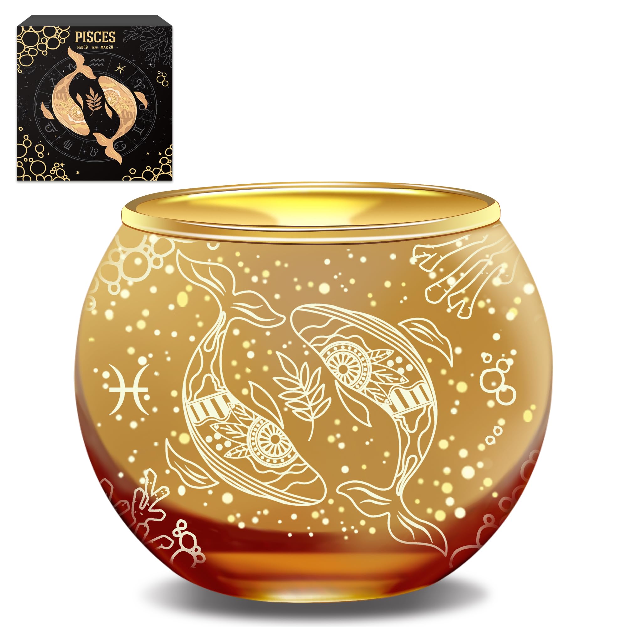 AOVILA Pisces Gifts for Women Gold Votive Candle