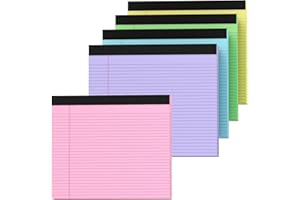 DORFAS 5 Pack Note Pads 11" x 9.5" Legal Pads College Ruled Notepads Colored Writing Pads Perforated Legal Pad 80GSM Legal Pad 30 Sheets Writing Pads Line Paper Pad for School, Home, Office