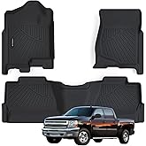 SANBAN-AXE Floor Mats for 2007-2013 Chevy Silverado & GMC Sierra 1500 Crew Cab 2007-2014 2500/3500 HD TPE All Weather Full Cover Protection,Front & 2nd Row