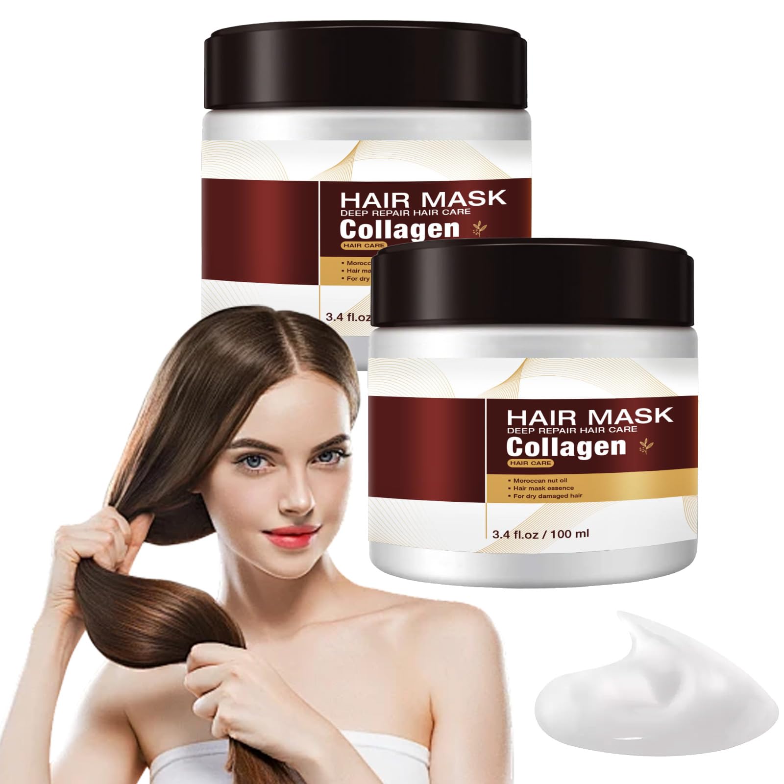 Leogony 2PCS Collagen Hair Mask, Deep Repair Conditioner Hair Masks for Dry Damaged Hair