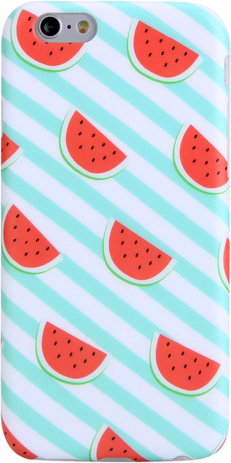 VIVIBIN iPhone 6 Plus Case,iPhone 6s Plus Case,Cute Watermelon Red Blue for Women Girls Clear Bumper Protective Soft Silicone Rubber Matte TPU Cover Slim Fit Phone Case for iPhone 6 Plus/6s Plus