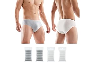 TRAVELCARE 20 Packs Mens Cotton Disposable Underwear Panties Portable Briefs for Travel Fitness Hotel Spa Hospital Mid Waist