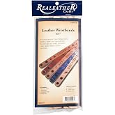Realeather C4140-08 Narrow Leather Wristbands with Snap Closure, 7.5&rdquo; to 8.5&rdquo; L X .75" W, Natural, 8-Pack