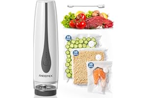 Reemix Compact Vacuum Sealer, Handheld Rechargeable Bag Sealer Machine & 30 Reusable Bags (10L/10M/10S), Portable & Wireless,
