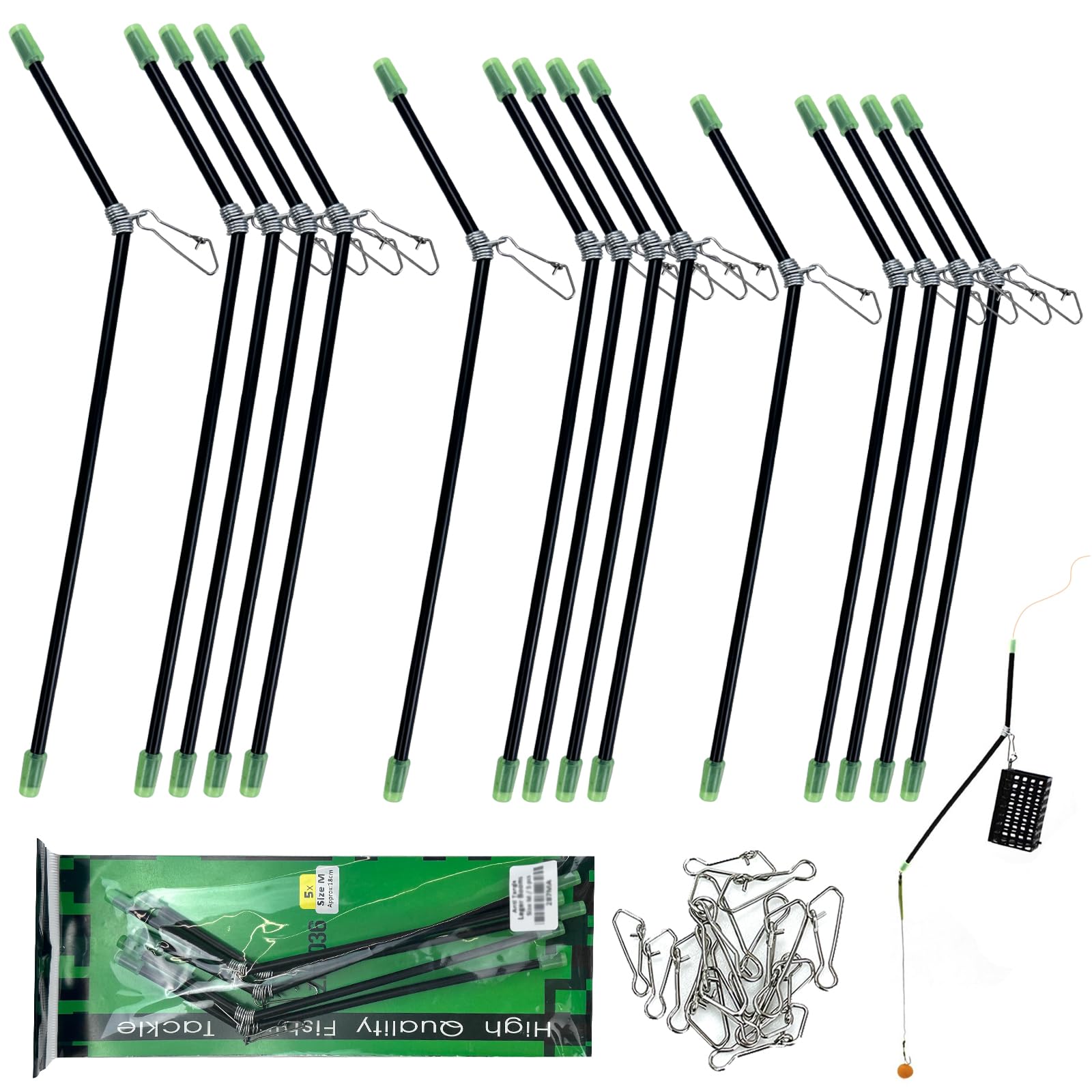 Jiehaojia 15Pcs Anti Tangle Fishing Boom Tube with Snaps Fishing Balance Connector Fish Tackle Feeder Boom for Sea Beach Boat Carp Fishing Separate Main & Branch Lines to Prevent Entanglement