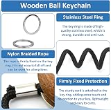 Acehome 2 Pcs Floating Cork Keyrings 53mm Buoyant Wooden Ball Key Chain view 4