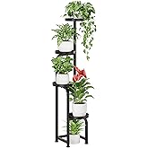 Bamworld Tall Plant Stand Indoor Outdoor, Corner Metal Flower Pot Stands for Multiple Plants, 4 Tier Heavy Duty Plant Shelf f