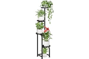 Bamworld Tall Plant Stand Indoor Outdoor, Corner Metal Flower Pot Stands for Multiple Plants, 4 Tier Heavy Duty Plant Shelf f