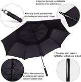 ACEIken 62-Inch Golf Umbrella Windproof Automatic Open Double Canopy Black view 3